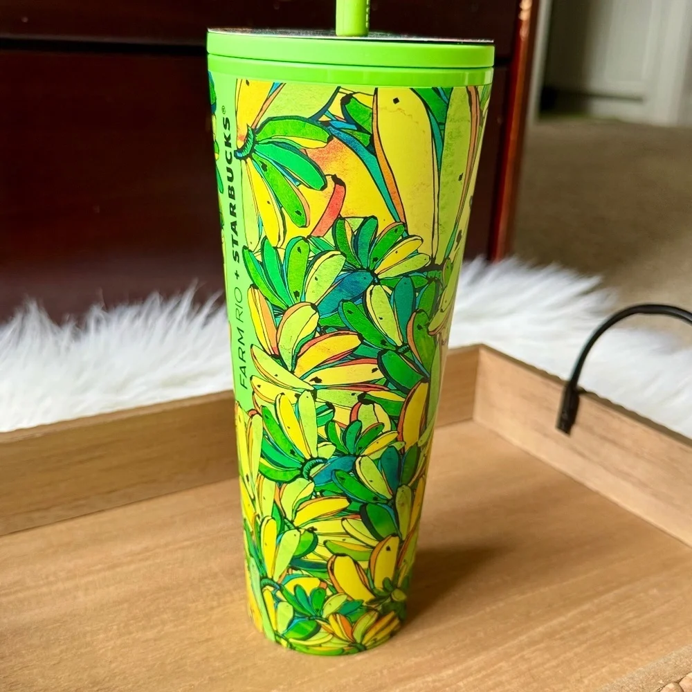 Starbucks Farm Rio Banana‎ Leaf Tumbler 24oz Limited Edition with Straw Topper